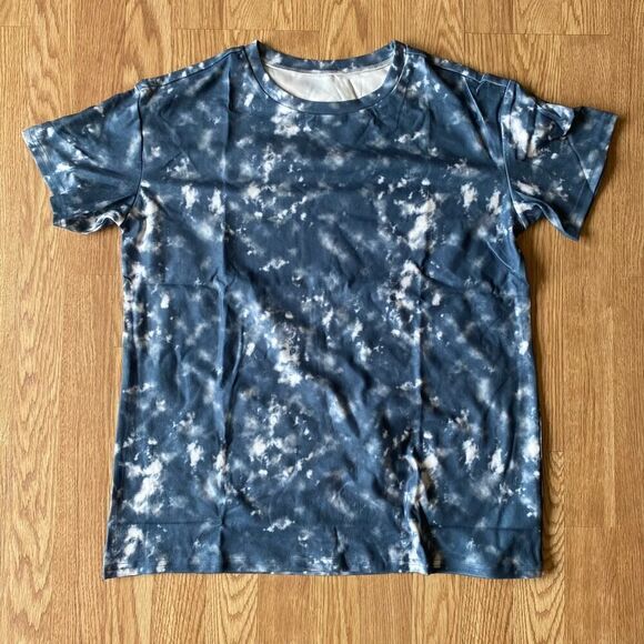 2 Piece Tie Dye Short Sleeve Long Pants Lounge Set Blue Gray Large - Picture 2 of 12